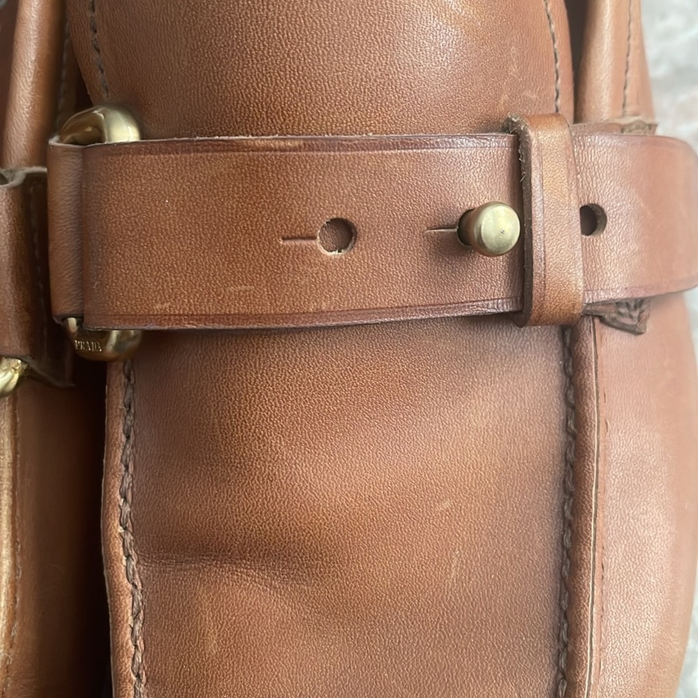 Prada Men’s Cognac Leather Slip On Loafers 8.5 - Picture 6 of 15